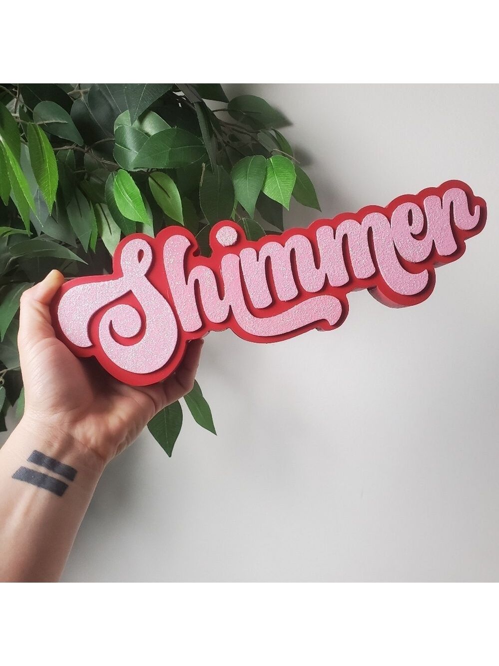 Ashland Pink Glitter Shimmer Table Top Sign Decor